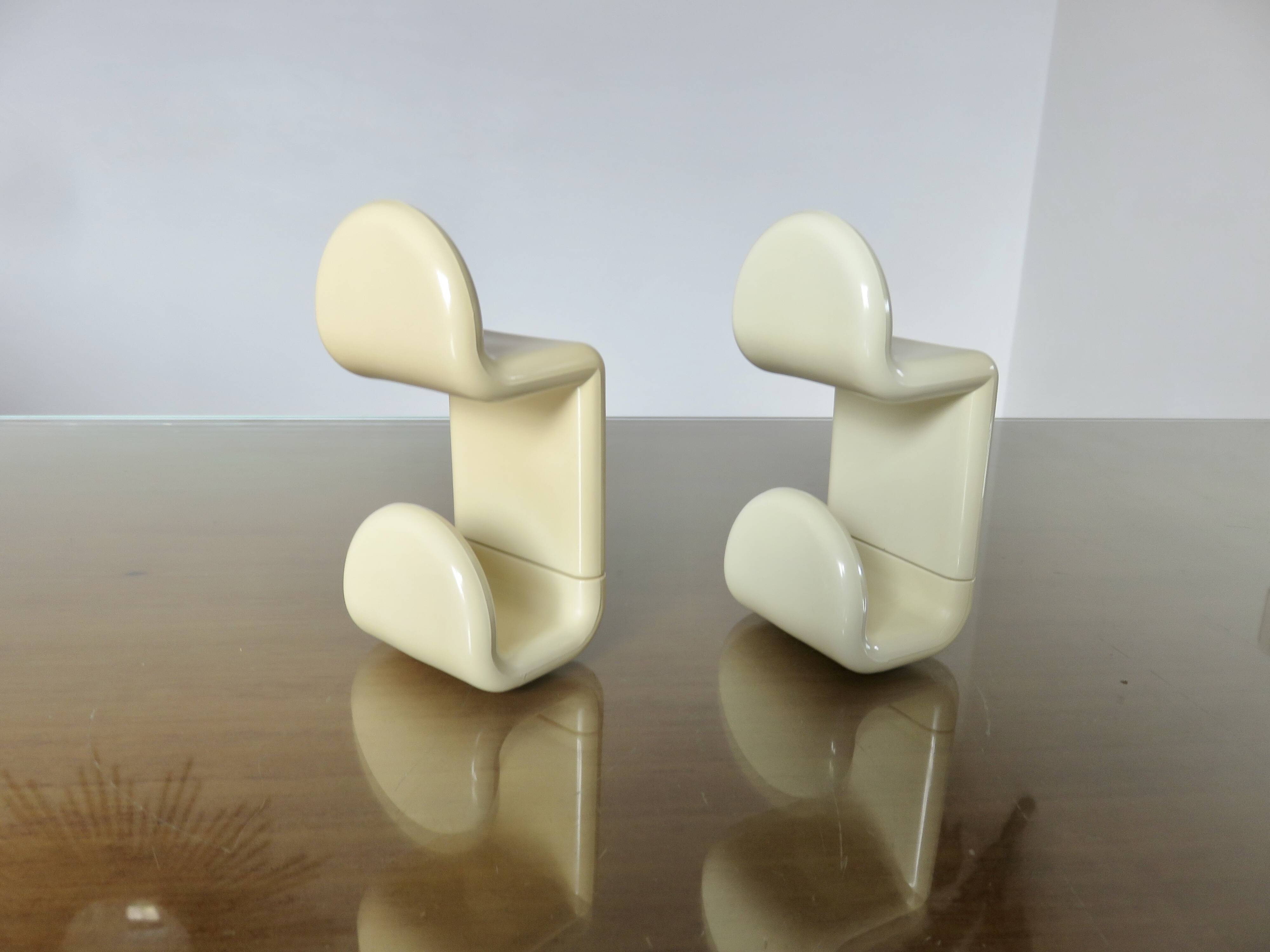 Pair of "gedy" coat hooks designed by Ambrogio Rossari 1970 Italy