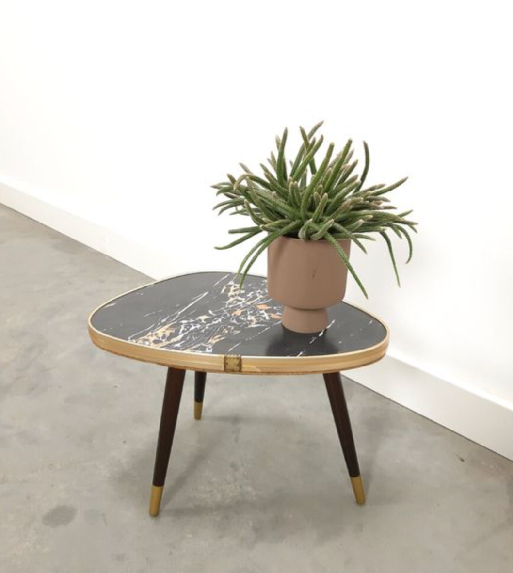 Vintage table with brass and marble formica top