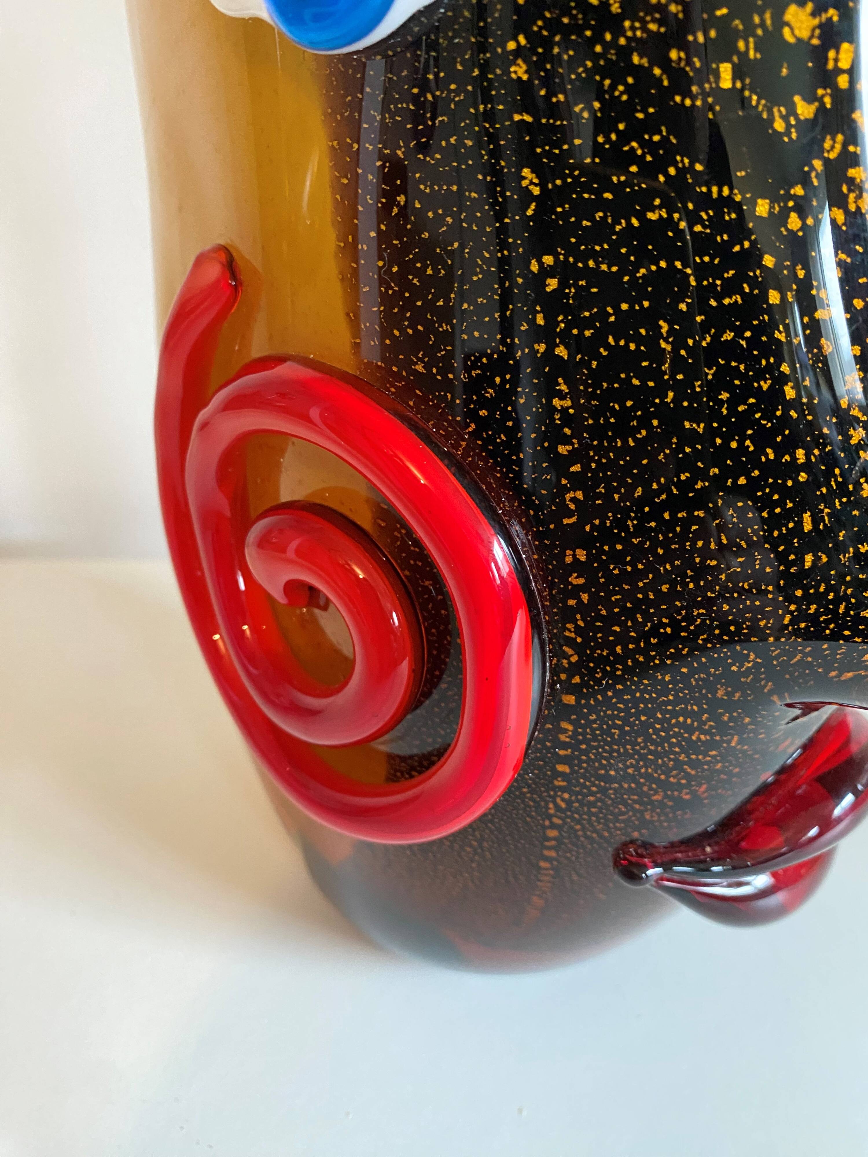 Fish head vase in Murano glass from the 1980s.
