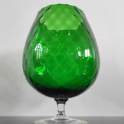 XXL vintage Cognac vase blown glass from Empoli, Italy in emerald green.
