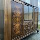Art deco Chippendale sideboard Mid-century vintage 1950 Burl walnut