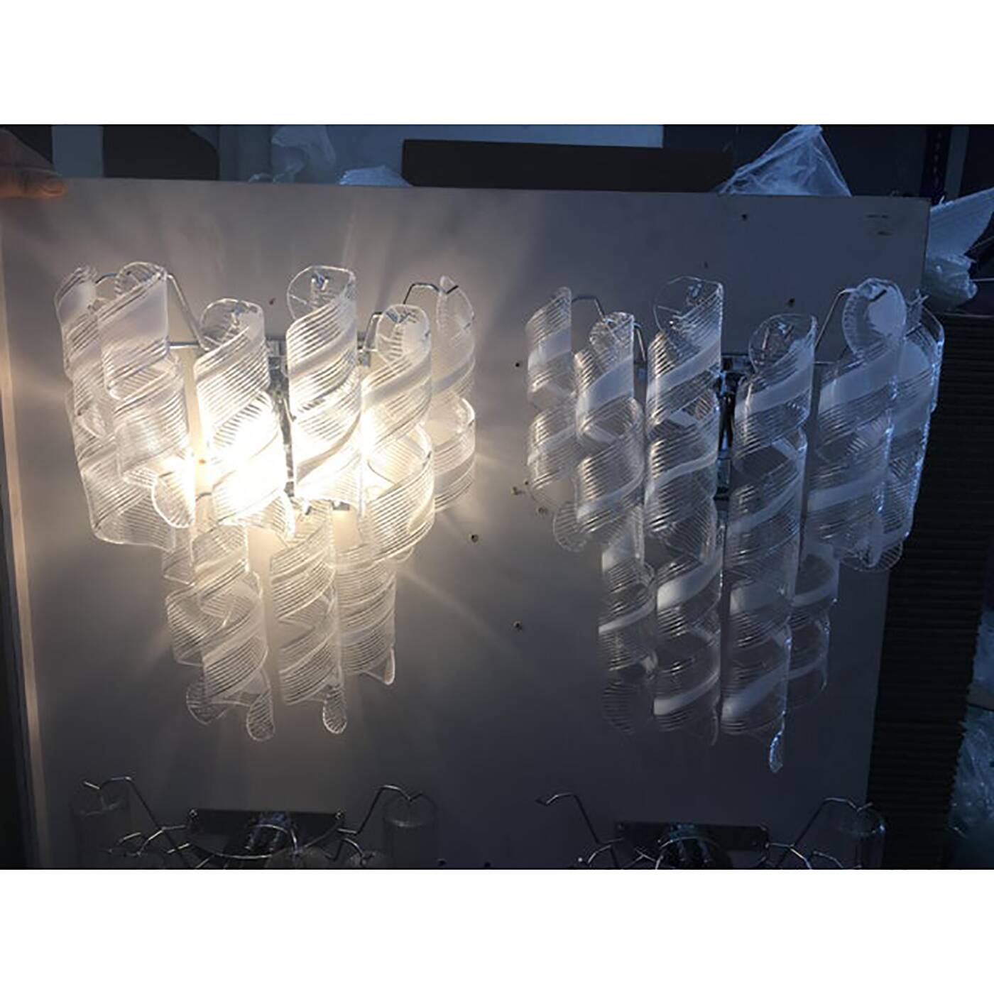 Set of 2 Wall Sconces Murano Glass Italian Swirling Wall Lights