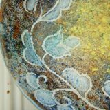 Empty cut pocket in painted & enamelled stoneware signed CB unique piece