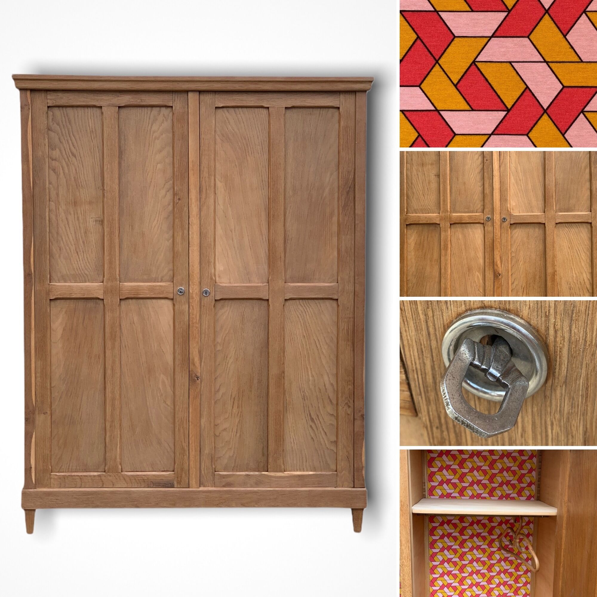 Armoire parisienne art déco 1930 penderie démontable bois brut