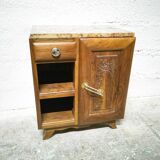 Art deco wood and marble bedside table