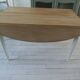 Flap table, pearl gray patinated base, medium oak waxed top.