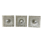 Applique murale en verre glacé Hustadt Leuchten, ensemble de 3, années 1970, Allemagne