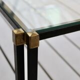 Table basse métal et verre 1970