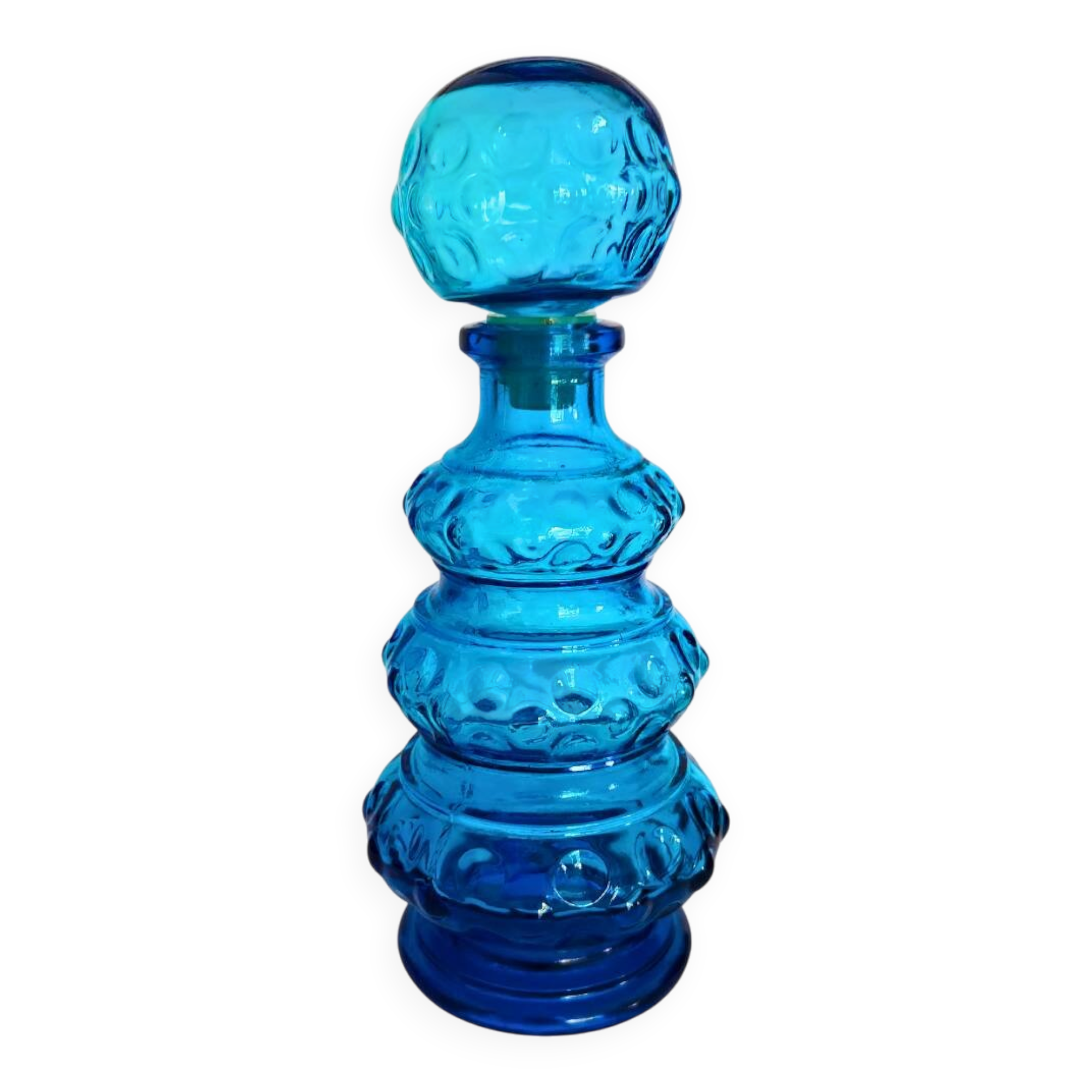 Carafe / Bouteille Empoli Bleue Vintage avec bouchon