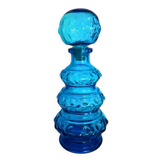 Carafe / Bouteille Empoli Bleue Vintage avec bouchon