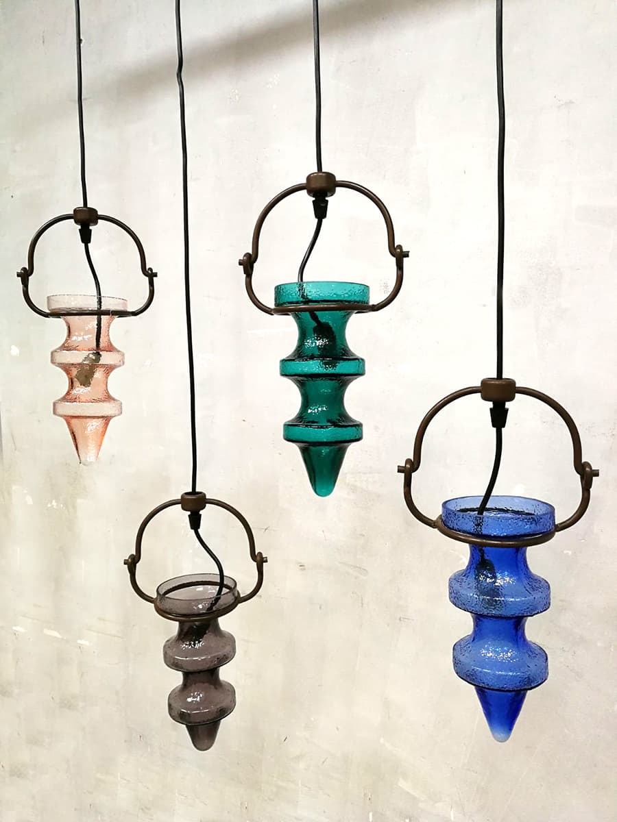 Set of 5 suspensions stalactite in stained glass vintage Nanny Still McKinney