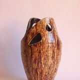 Freeform open worked vase by "Les potiers d'Accolay", France 1970s.