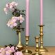 Set of 3 antique brass candle holders/candelabra.