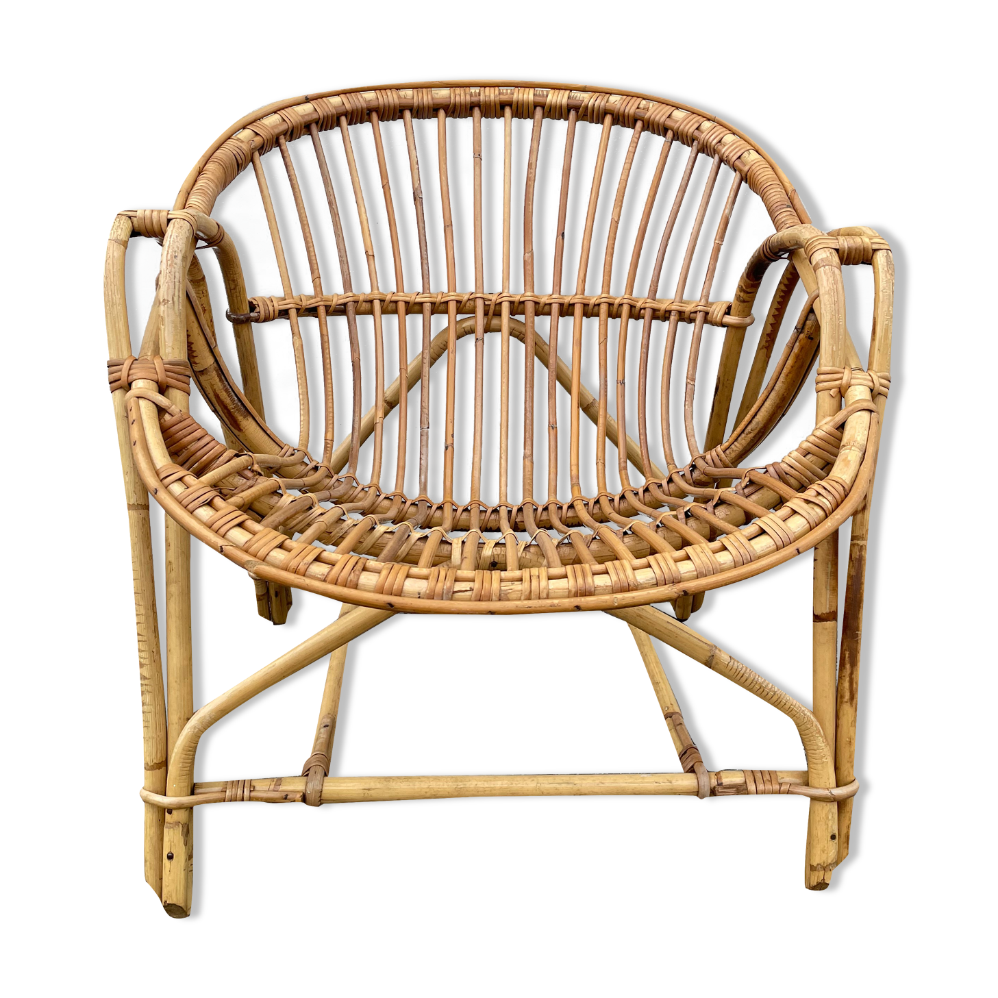 Rattan basket armchair