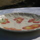 Vintage dish in Salins Slurry decorated with fruit