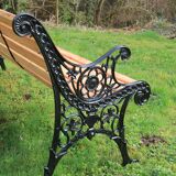Banc de parc anglais en fonte restauré