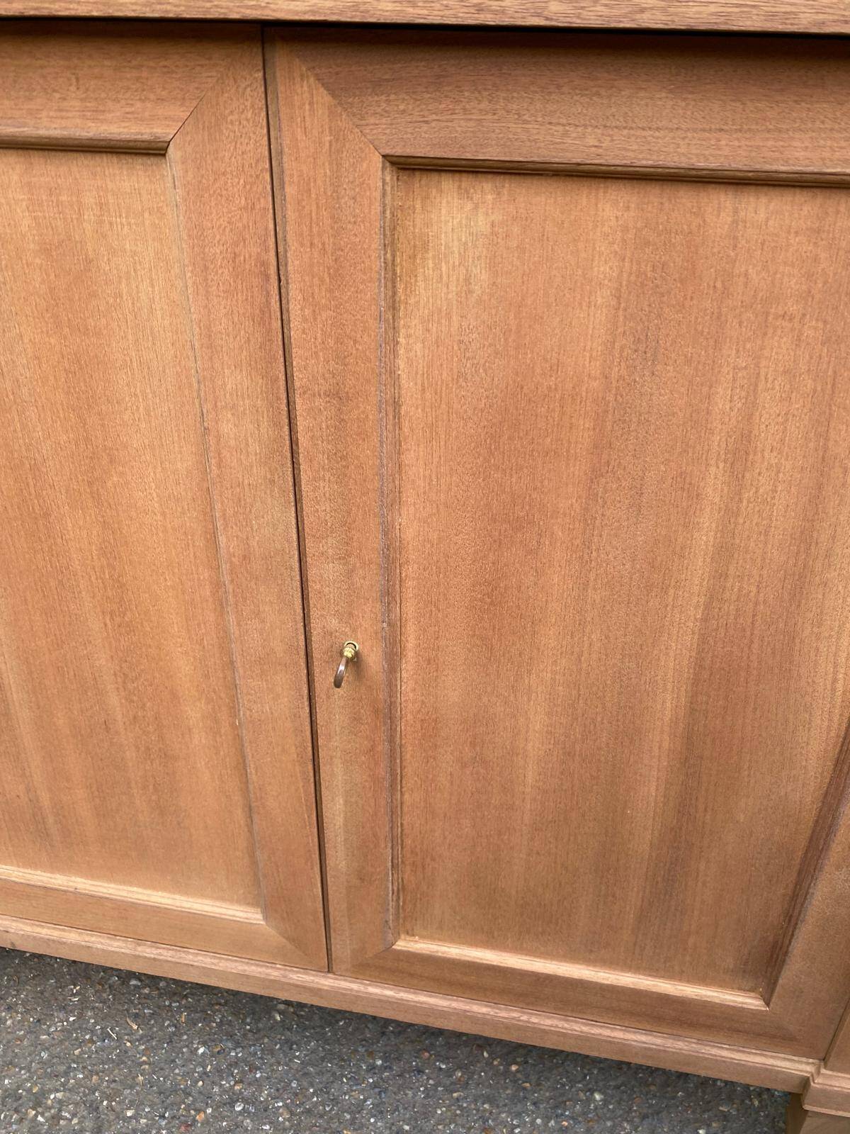 Louis XVI buffet, shallow, stripped, made of solid mahogany, 1950.