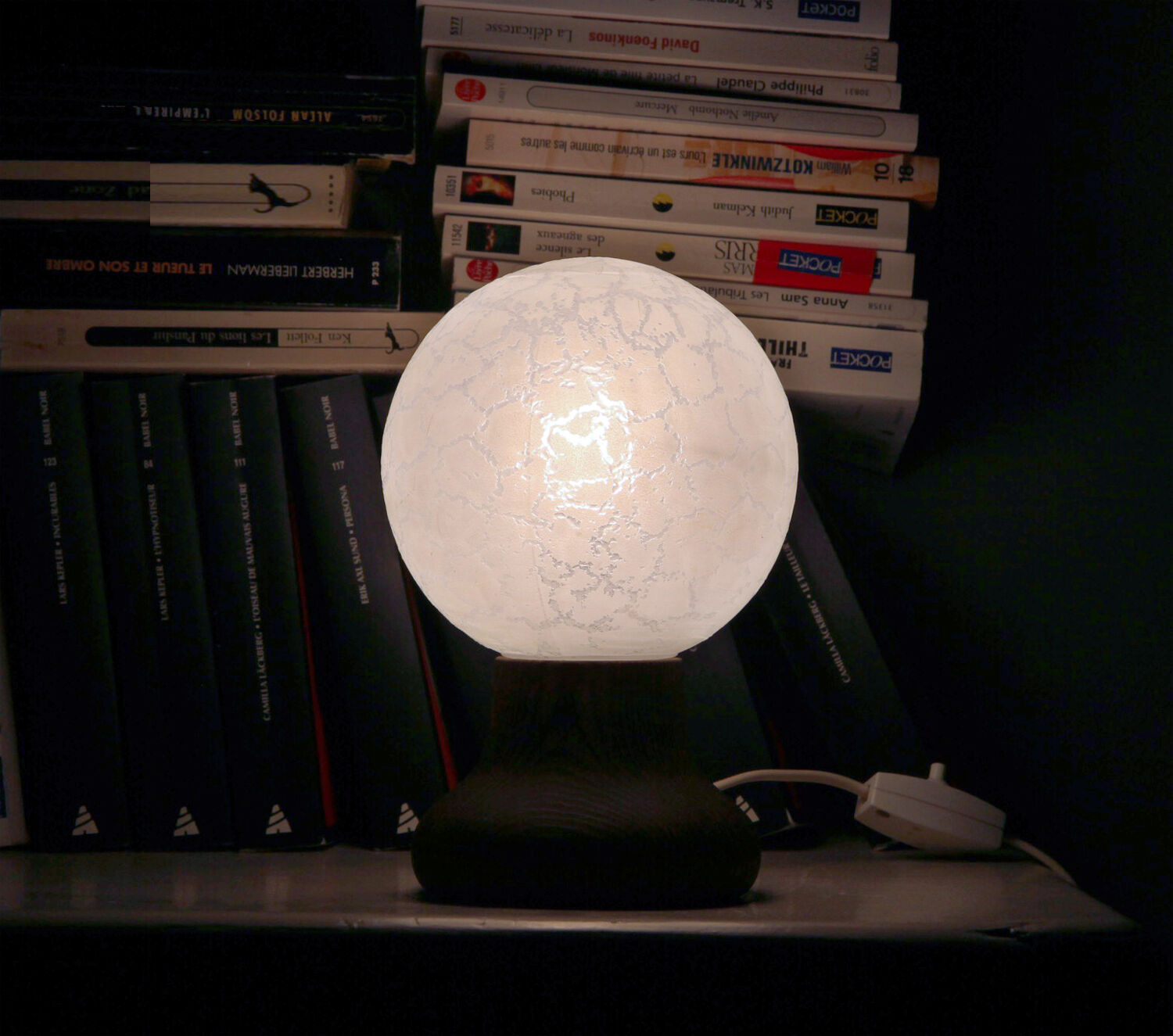 Vintage wooden and glass lamp 1970