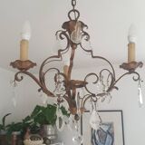 Bronze chandelier with crystal pendants