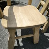 Série de 2 fauteuils et 4 chaises brutalistes en chêne massif naturel