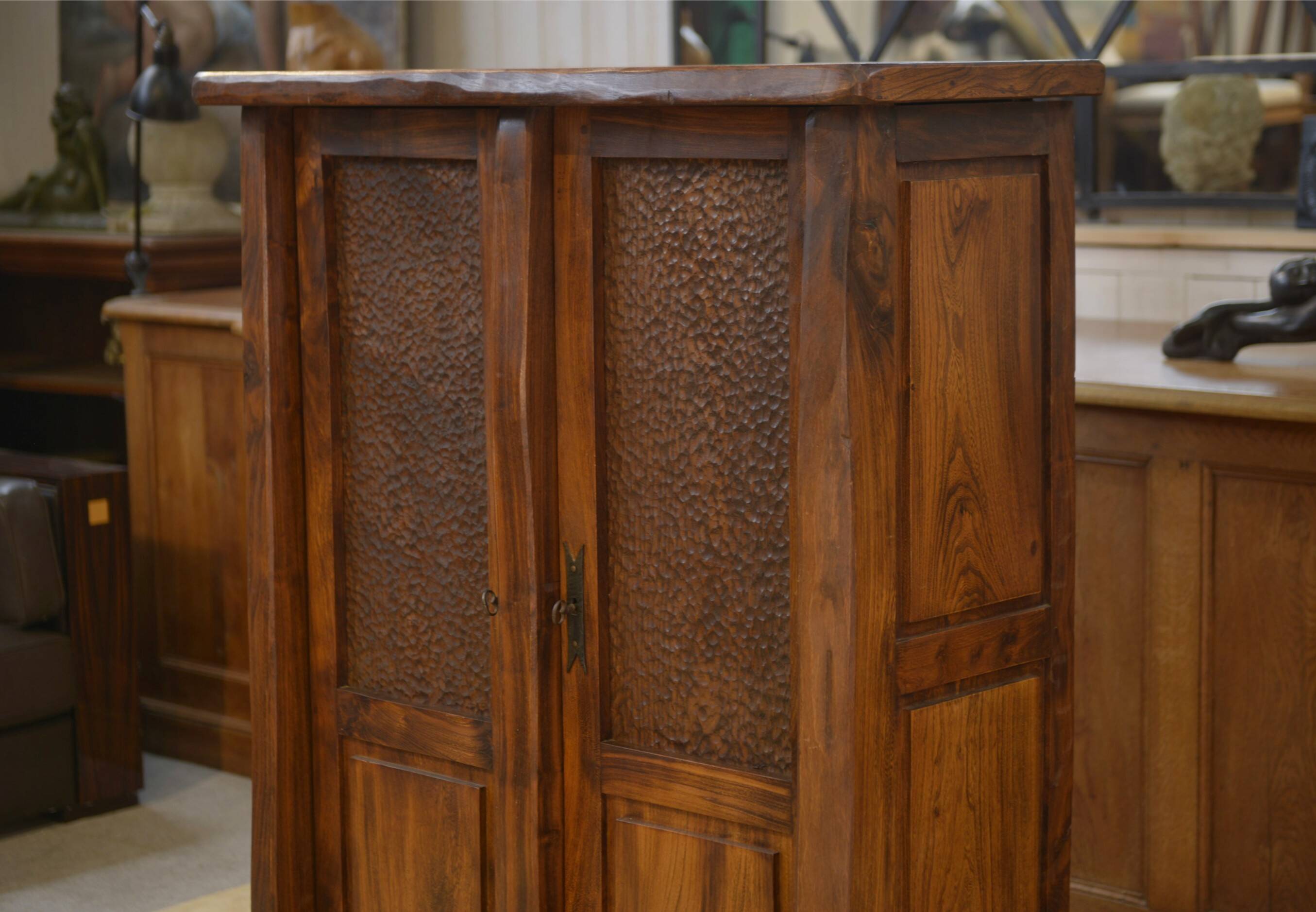 Brutalist Aranjou wardrobe in elm 1960s