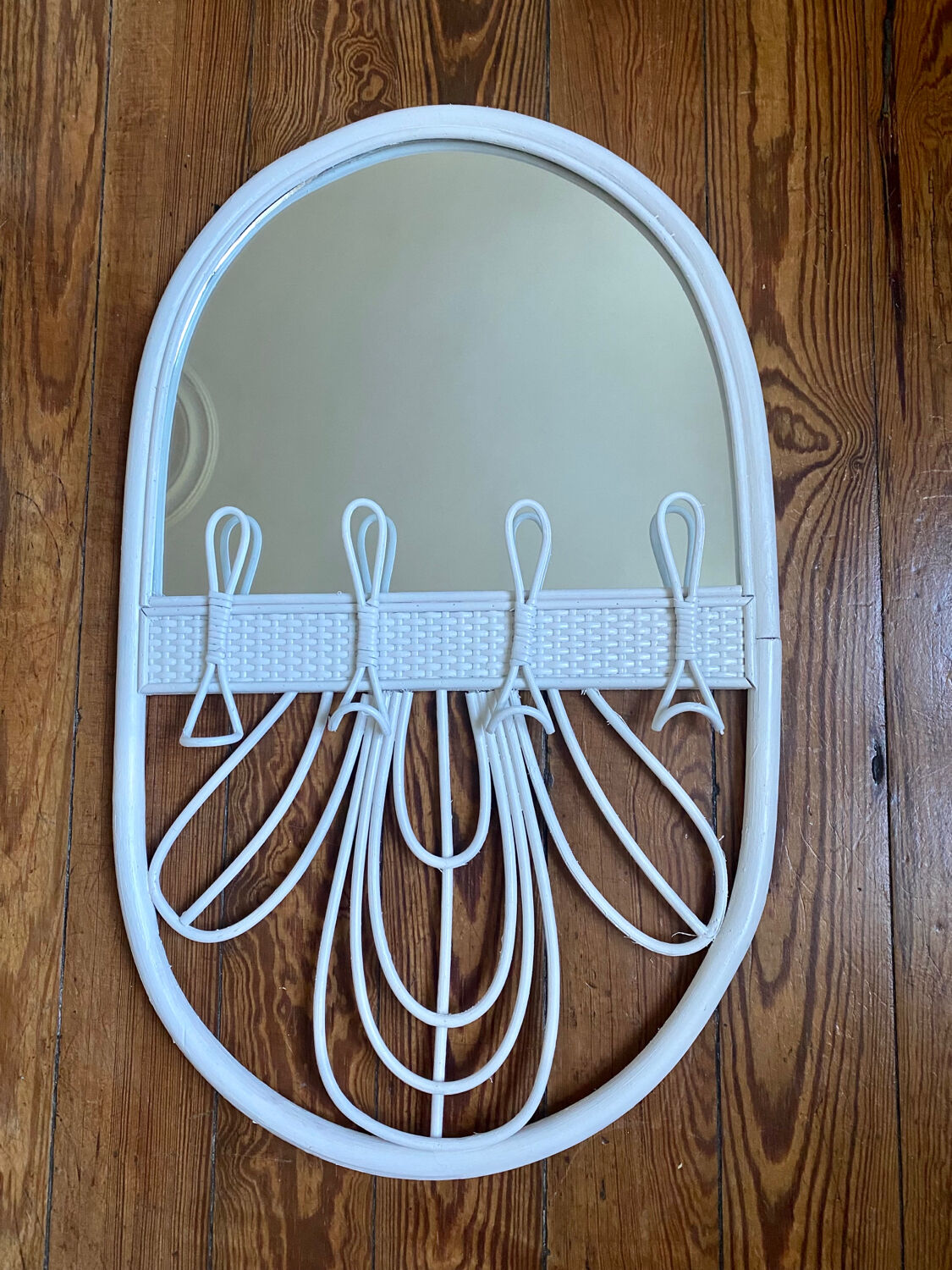 Miroir en rotin blanc