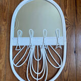 White rattan mirror