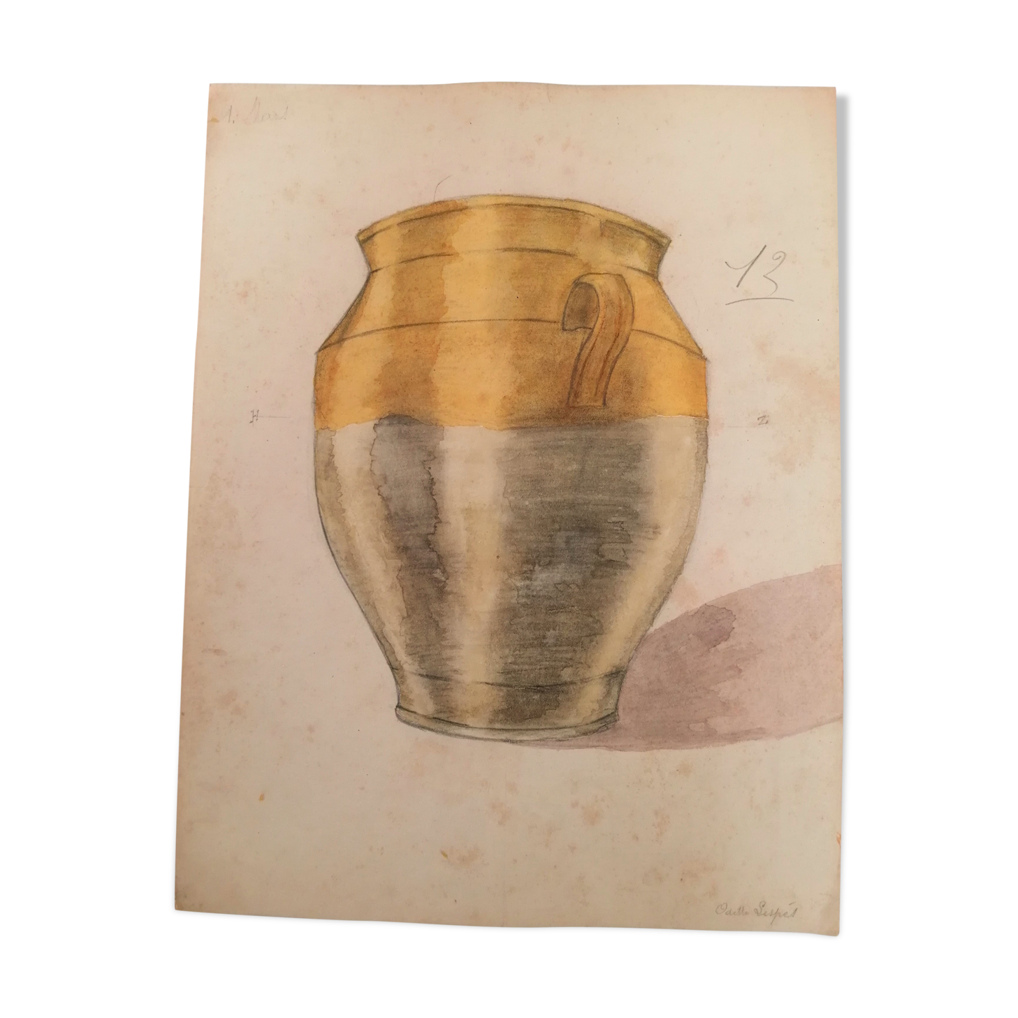 School drawing, study 20s "pot a greasse of the south west"