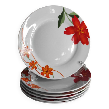 Assiettes à dessert fleuris porcelaine