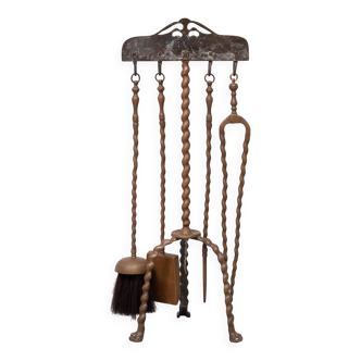 Outil de cheminée en laiton antique du 19e siècle