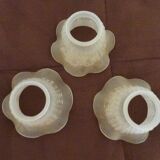Lot 6 anciens globes vintage forme tulipe verre blanc dépoli