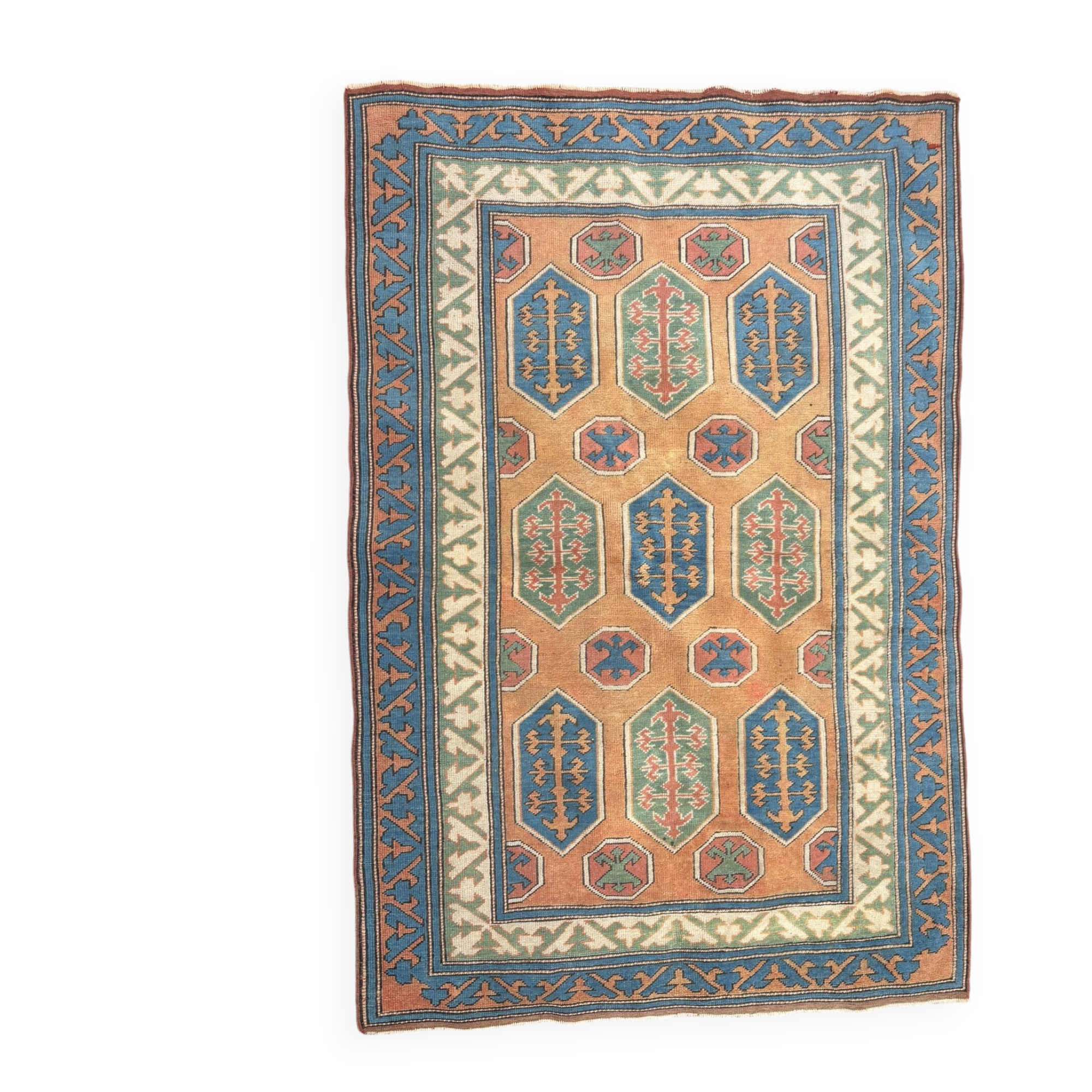 Antique Shirvan carpet, Caucasus 125x190, handmade wool, geometric tribal boho.