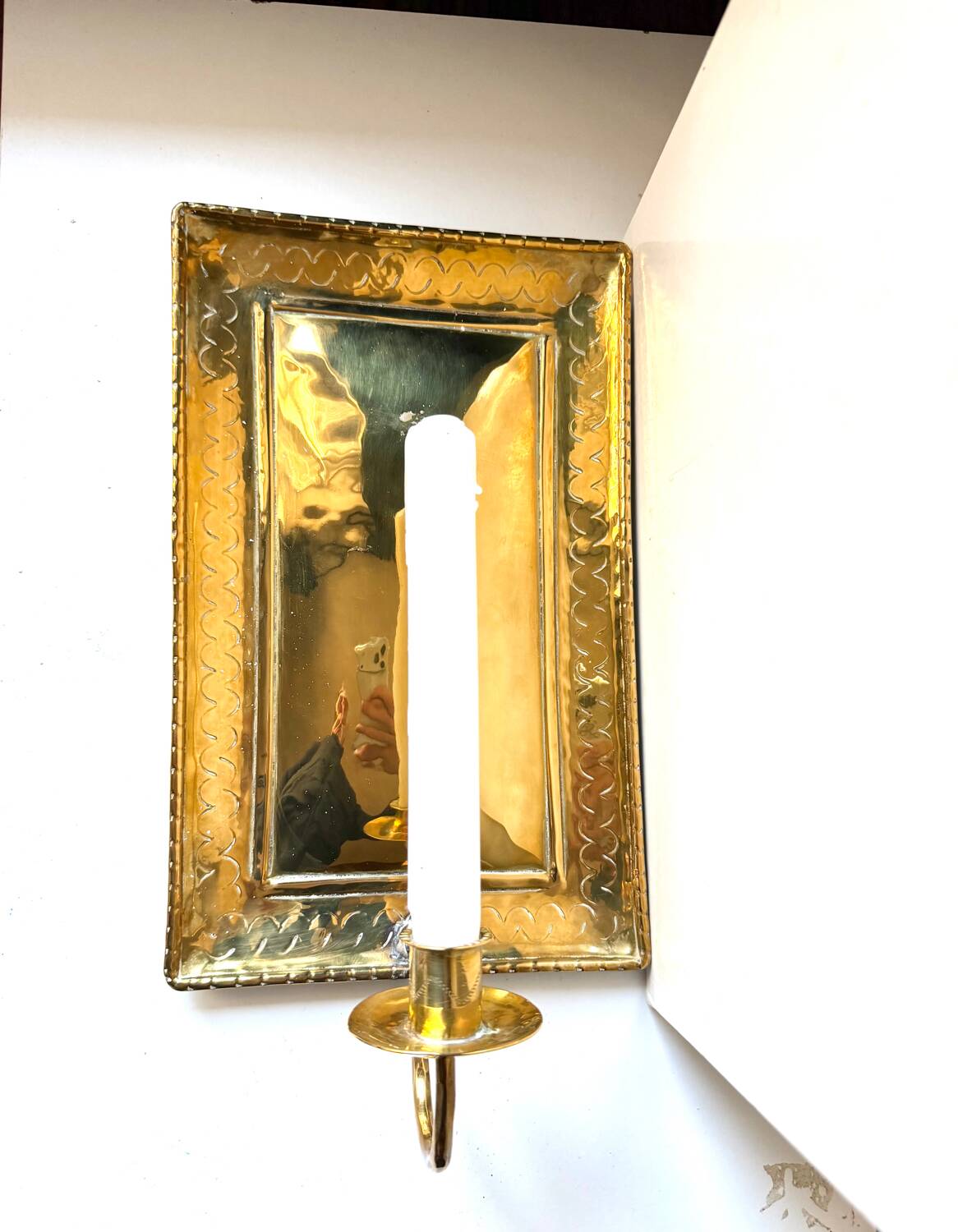 Large ScandiSca Vintage Brass Wall Candle holder  Sconce  height 34 cm