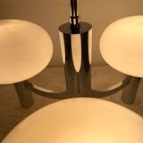 Space age glass and chrome chandelier, Italian design 1970