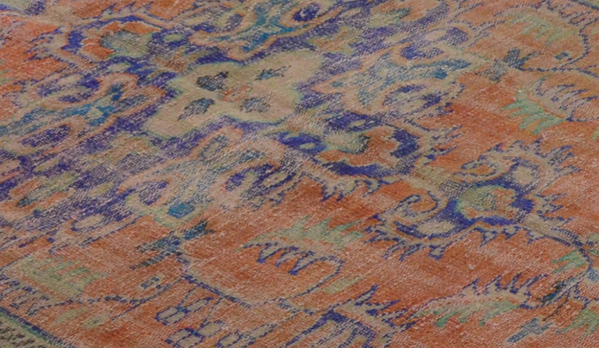 One-of-a-kind turkish handwoven vintage rug - rustic vintage charm 290x 140