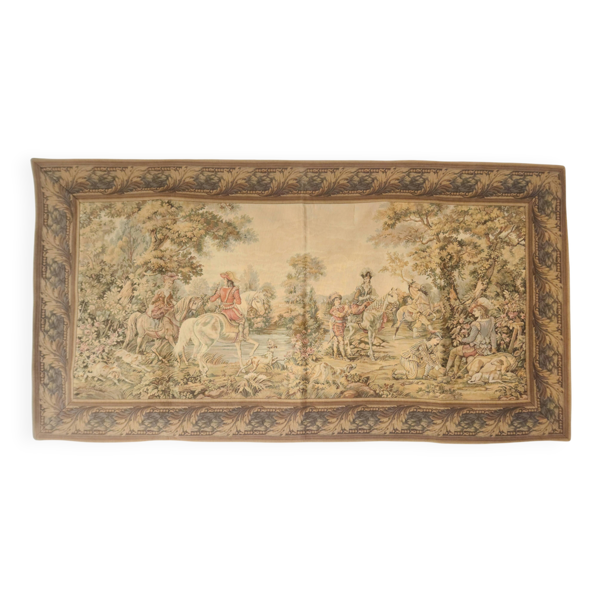 Tapestry Gobelin Hunting Landscape Rococo Jacquard Aubusson Style