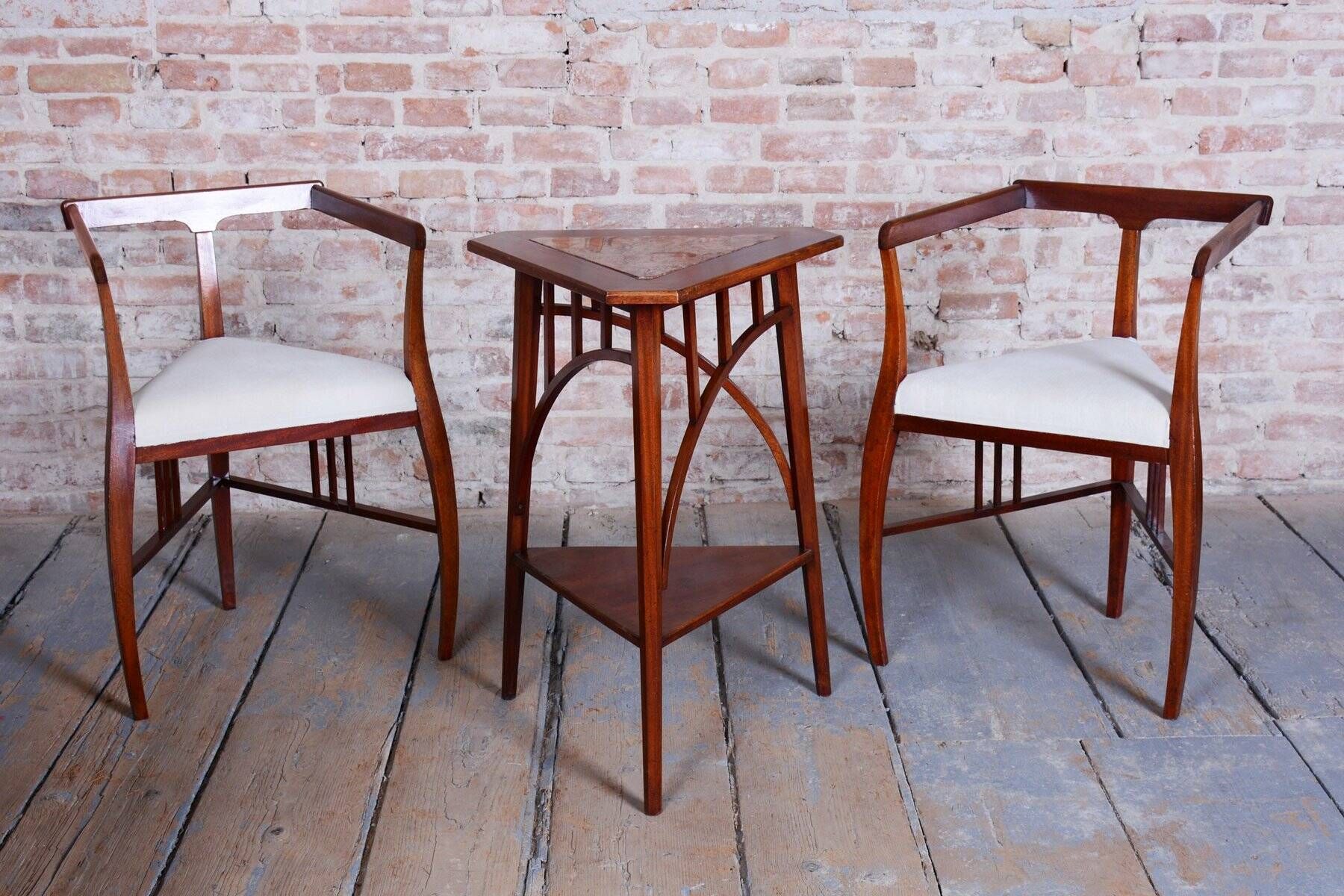 Czech Art Deco Dining Table and Chairs by J. Kotěra for Josef Motka - Litovel, 1900s, Set of 4