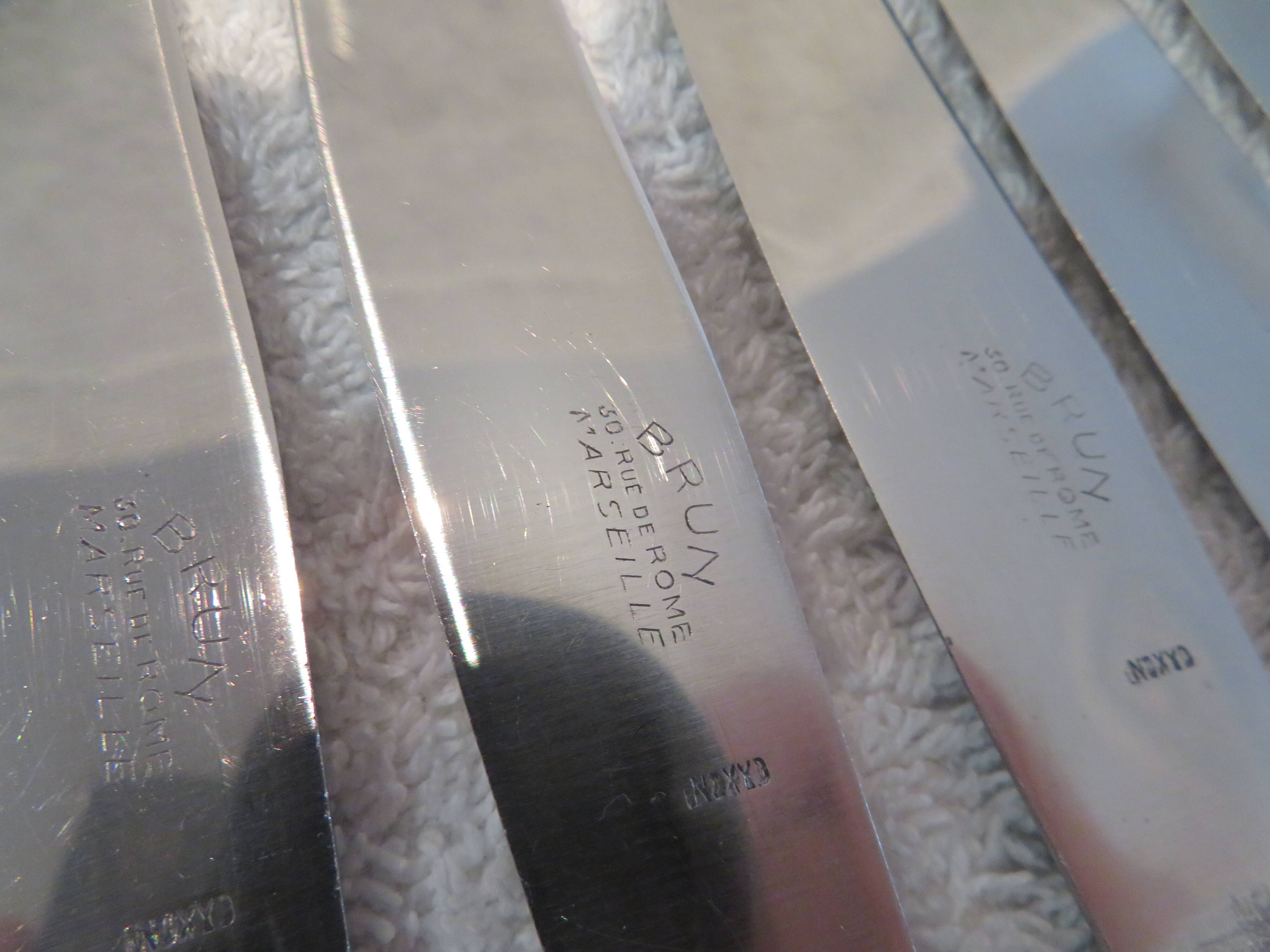 11 silver-plated dessert knives, Ercuis goldsmith, Roses model, Louis XVI style