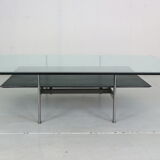B&B Italia 'Diesis' Two-Tier Glass and Leather Coffee Table by Antonio Citterio