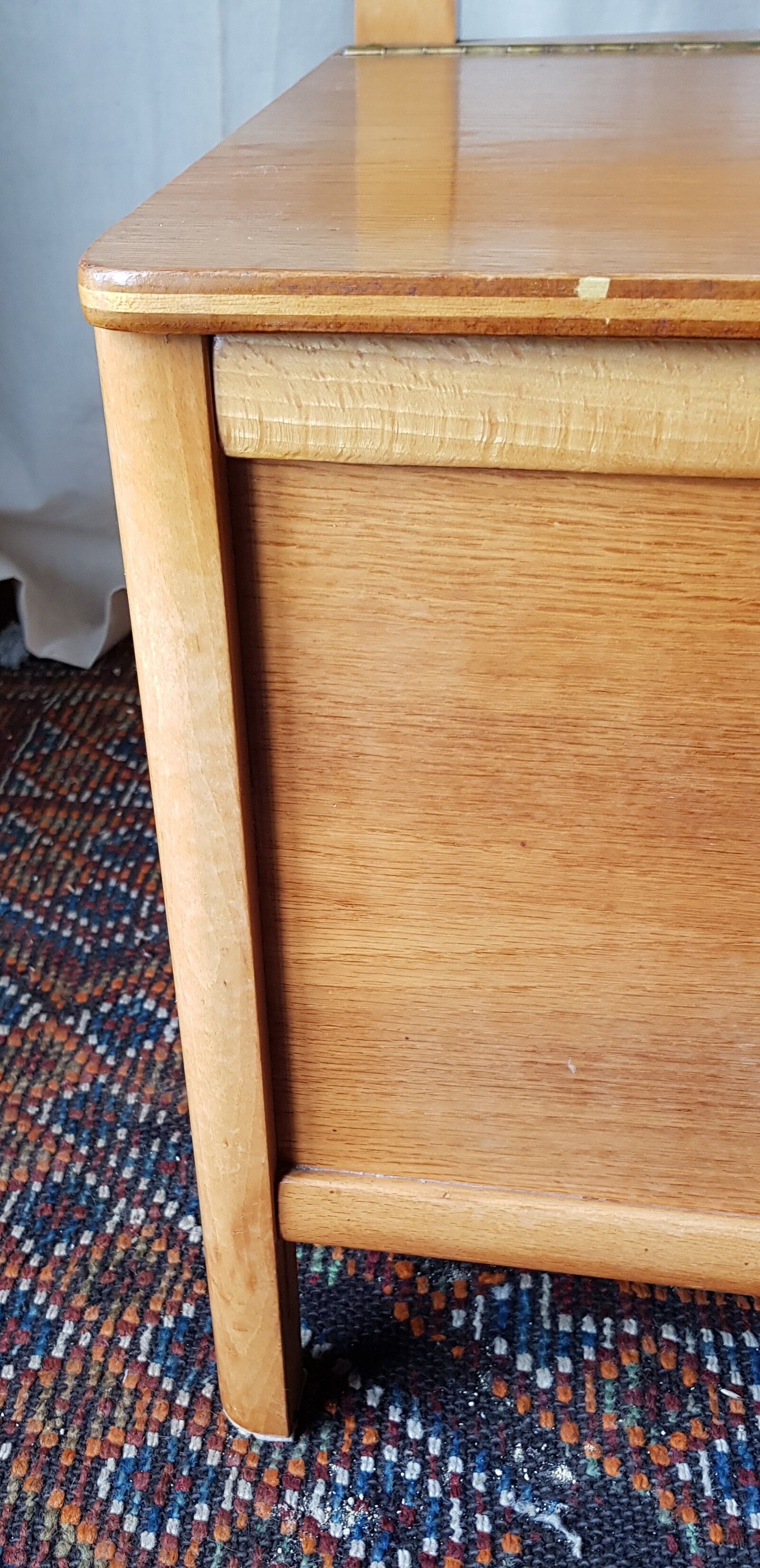 Toy box, 60's light wooden bench