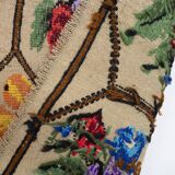 Handwoven Floral Pattern Needlepoint Kids Kilim Rug, Wall Hanging Turkish