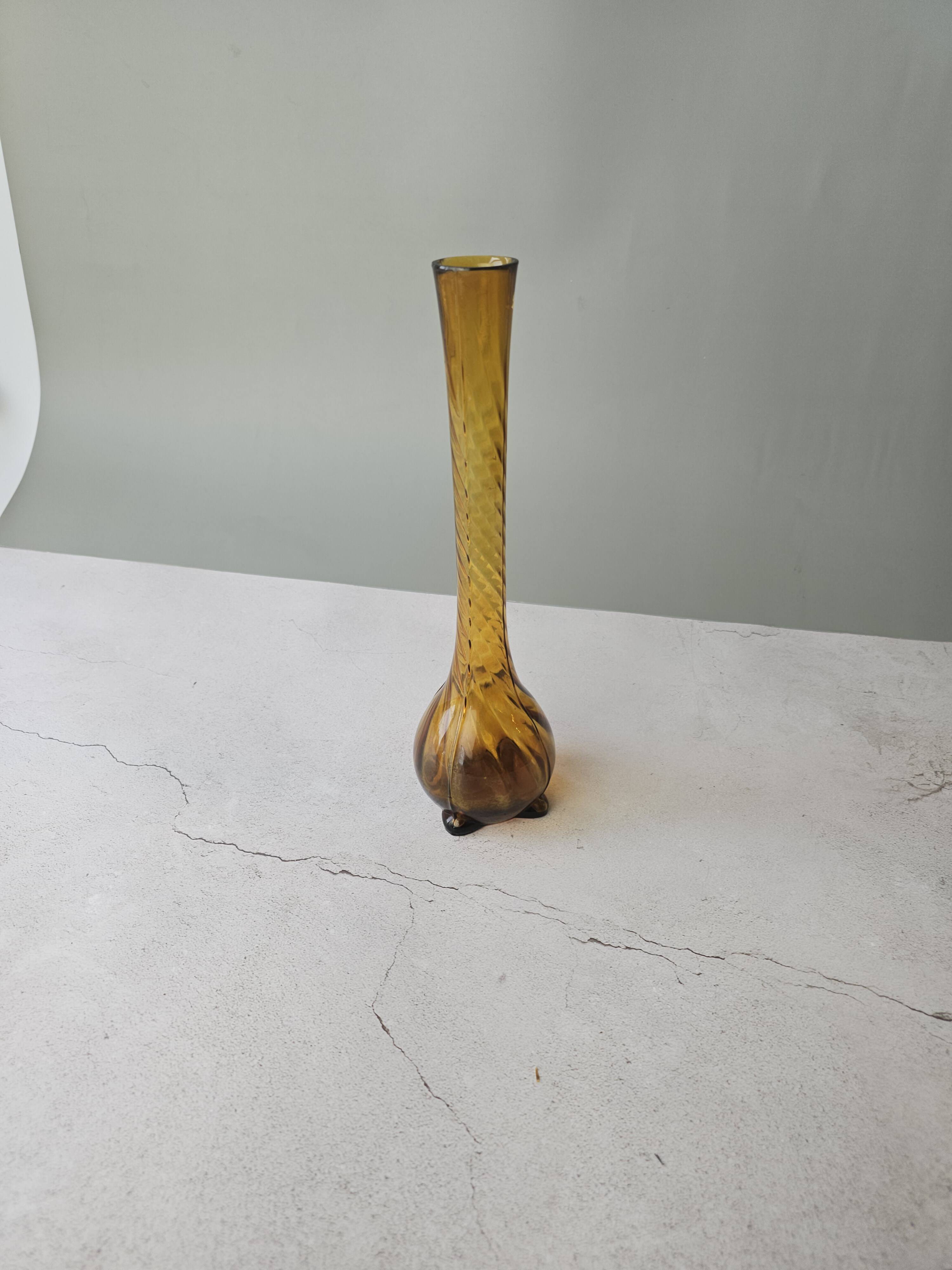 Vintage amber glass bud vase