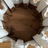 Oriental tea table or pedestal table forming a side table in solid carved and white lacquered wood