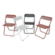 Set of 4 vintage perforated metal folding chairs 1970-80 red, white and black