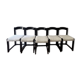 5 vintage brutalist dining chairs