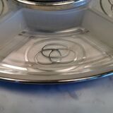 Plateau ancien art déco métal argenté coupelles en verre