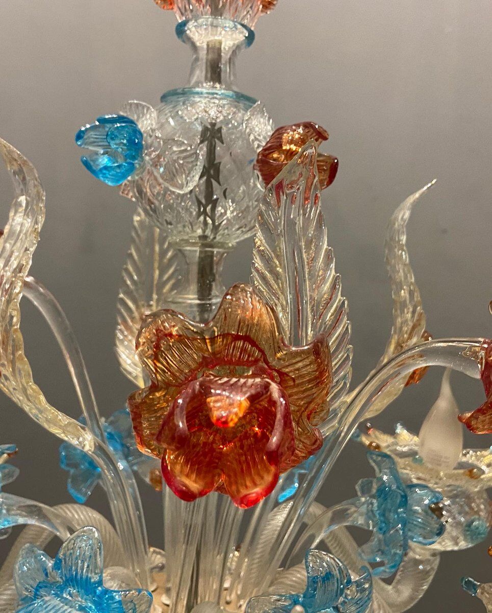 Venetian murano glass flower chandelier, 1960s