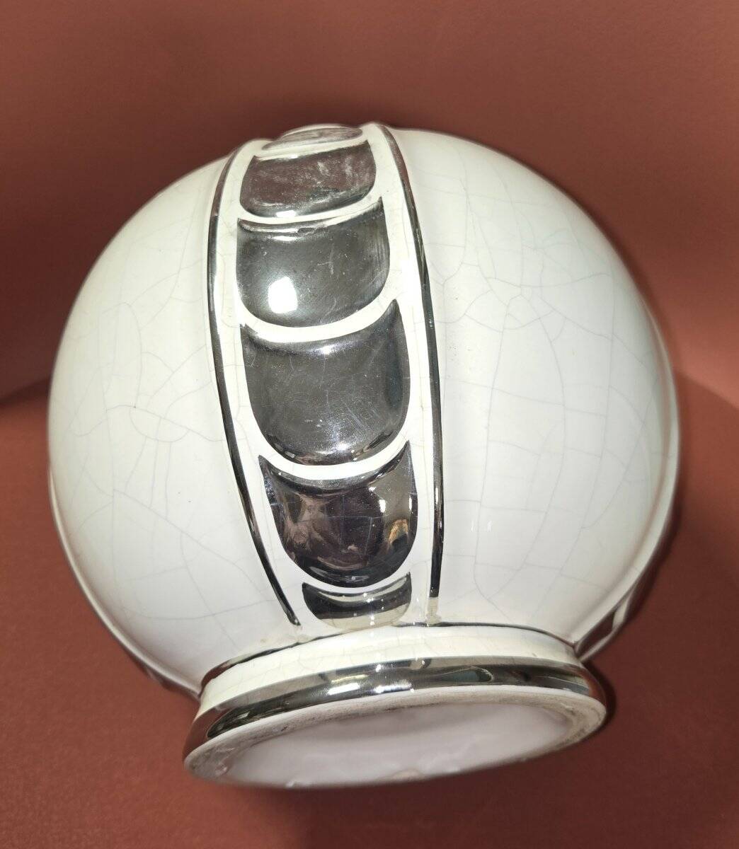 Important cracked ceramic boule vase from the Art Deco period.