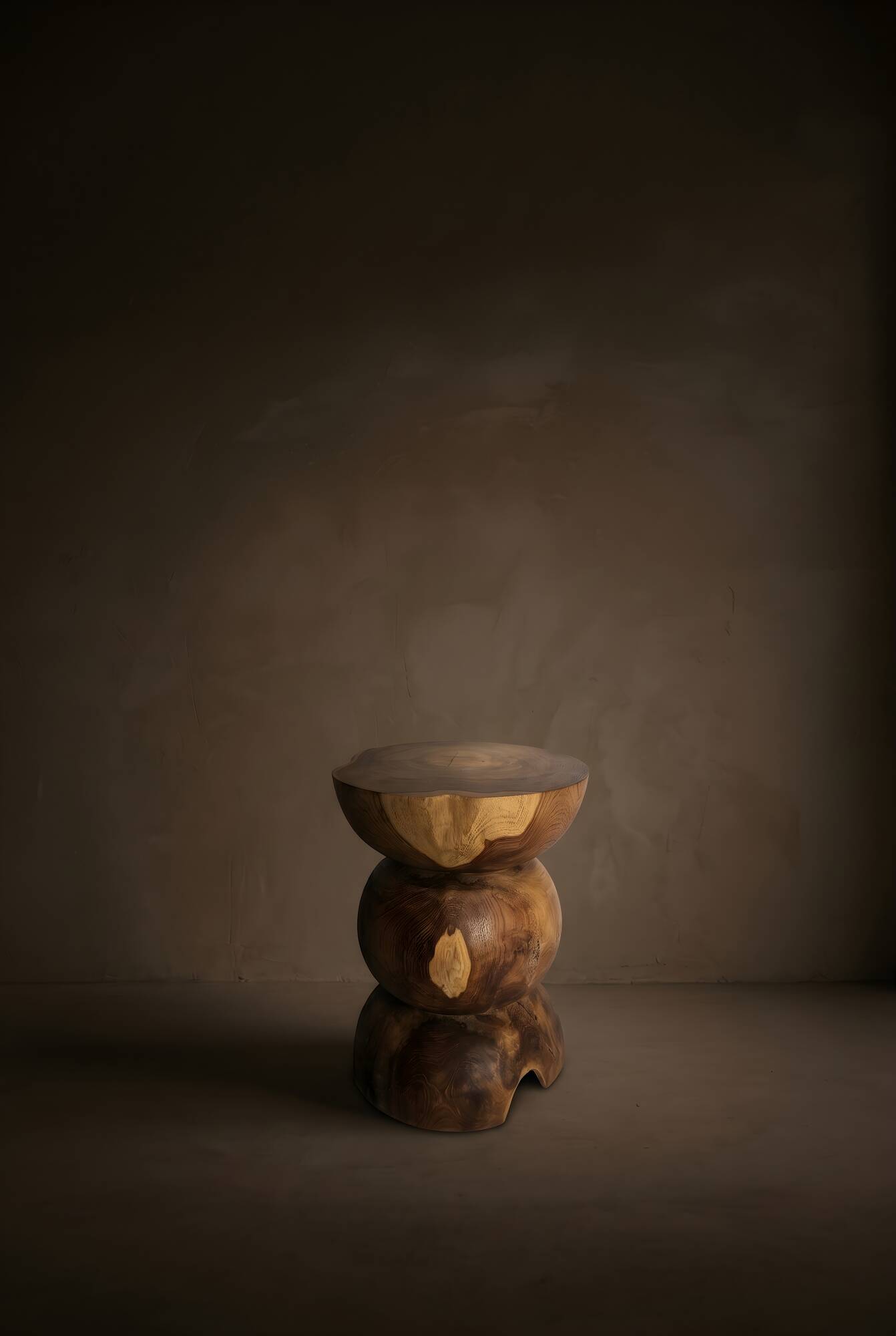 OPAL stool in hand-carved solid recycled teak