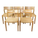 Set Of Five Dining Chairs Model 401 Made In Oak By Jørgen H. Møller
